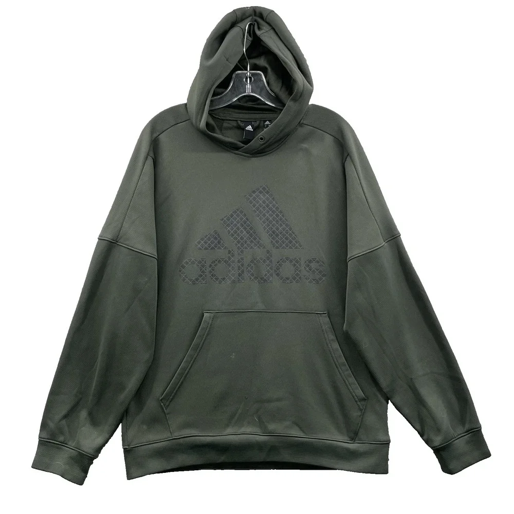 Adidas Hoodie Mens‎ Large Army Green Sportswear Performance Athletic Streetwear